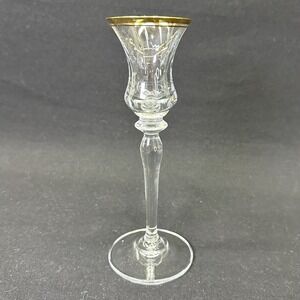 Vintage Mikasa Jamestown Candle Holder, Lead Crystal, Gold Trim 7 3/4" Tall‎